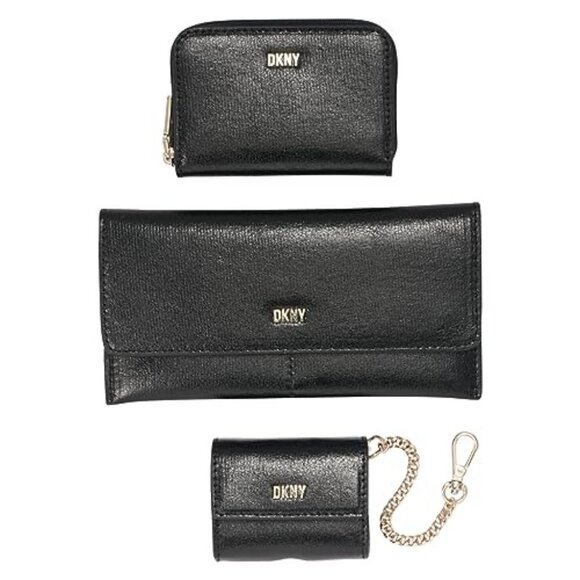 DKNY Womens Lumen 3 Piece Wallet Set In Gift Box Black Gold Size OS NWT - Picture 3 of 4
